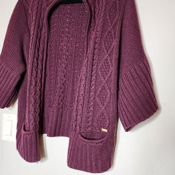 Roots lambswool-blend knit sweater zip cardigan. Pockets. 3/4 sleeve. XS. - Picture 12 of 16